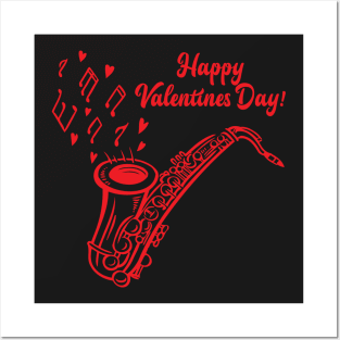 Happy Valentines Day Saxophone Music Posters and Art